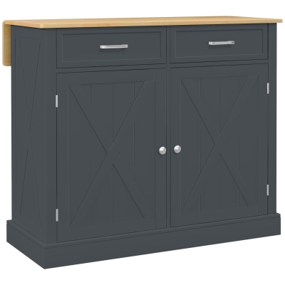 HOMCOM Rolling Kitchen Cart with Drop Leaf Bar & Storage, Dark Gray
