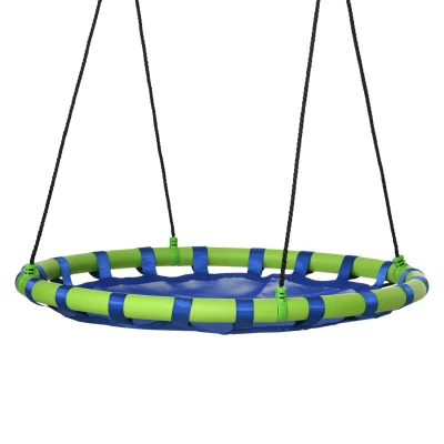 Outsunny 40 Inch Saucer Tree Swing Set for Kids with Adjustable Hanging Ropes, Steel Frame for Kids, 330lbs Capacity, Blue
