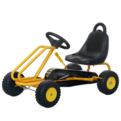 Qaba Kids Pedal Go Kart, Adjustable Seat & Hand Brake, Yellow