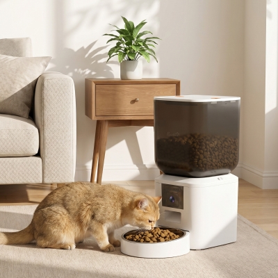 PawHut Automatic Cat Feeder with Camera, 2.4G WiFi, APP Control 8L Pet Feeder 1-10 Meals with 2-Way Audio, Dual Power Supply