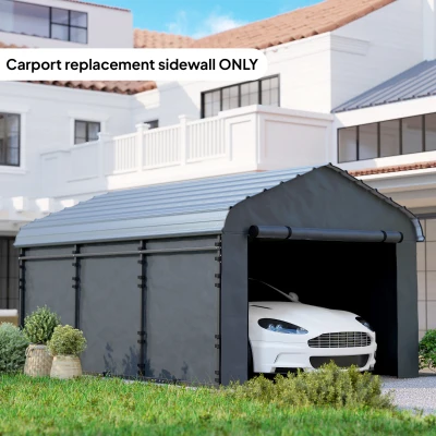 Outsunny 12' x 20' Carport Sidewall Panel, UPF50+ Waterproof, Gray