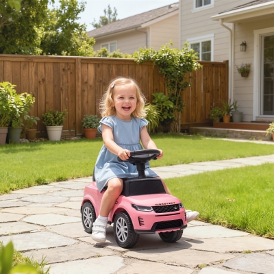 Qaba Licensed Land Rover Ride on Push Car with Anti-Tip Device, Under-Seat Storage, Horn, Engine Sounds for 18-36 M, Pink