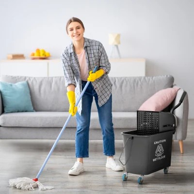HOMCOM 21 Quart Mop Bucket with Wringer, Black