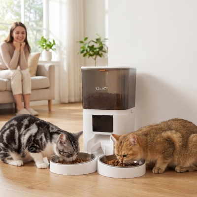 PawHut Automatic Cat Feeder for 2 Cats, 2.4G WiFi Pet Food Dispenser 6L APP Control