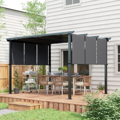 Outsunny 10' x 12' Metal Pergola, Outdoor Pergola with Retractable Canopy, for Garden, Patio, Backyard, Deck