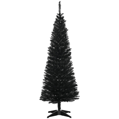 HOMCOM 5' Slim Pencil Christmas Tree with 294 Tips, Black