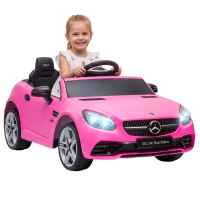 Aosom 12V Ride On Car with Parent Remote Control Two Motors Music Lights Suspension Wheels for 3-6 Years Pink