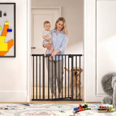 PawHut Baby Gate, 30"-32", 33"-35", 35"-37", 38"-40"W Pet Gate with Auto-Close, Two-Way Open, Pressure Mounted