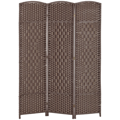 HOMCOM 6' Tall Folding Privacy Screen 3-Panel Wood Partition, Brown