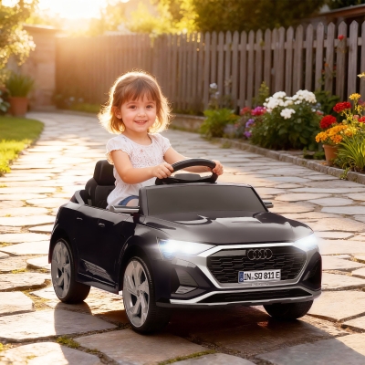 Qaba 12V Battery Powered Kids Electric Car, Audi Q8 etron Sportback Licensed Ride on Car w/ Remote Control, Black