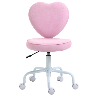 HOMCOM Heart Shaped Office Chair, Adjustable Height, Pink
