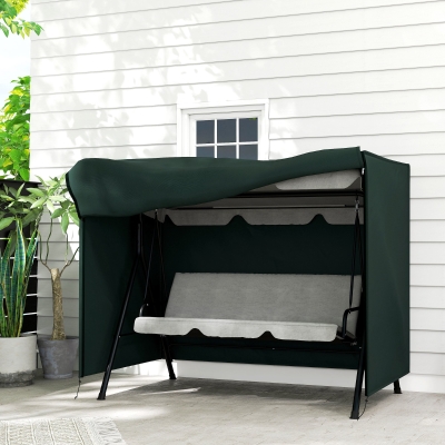 Outsunny 3-Seater Patio Swing Cover, Outdoor Garden Furniture Protection Hammock Glider Cover, 81" x 49" x 65", Dark Green
