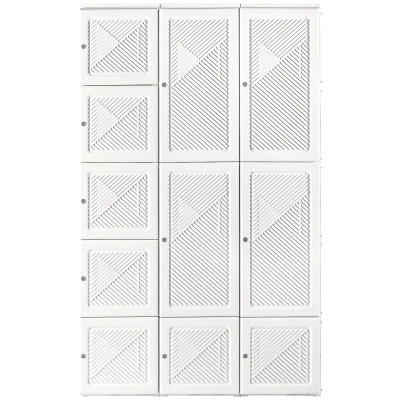 HOMCOM Portable Wardrobe Closet, Folding Bedroom Wardrobe, Clothes Storage Organizer with 8 Cube Compartments, White