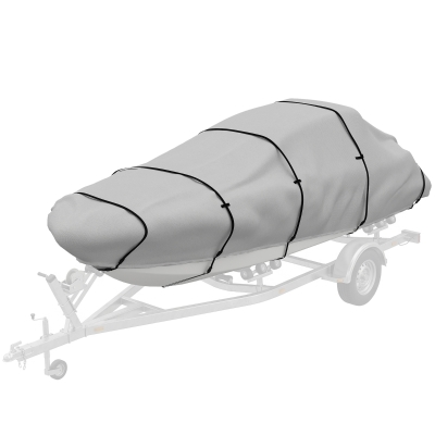 Outsunny 20-21 Ft Trailer Boat Cover, 3000mm Waterproof Universal Boat Cover with Quick-Fasten Buckles, Light Grey