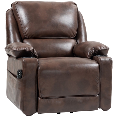 HOMCOM Power Lift Recliner Sofa with Massage, Heat, Remote, Brown