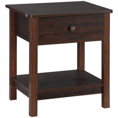 HOMCOM End Table with Drawer, Dark Brown, Small Spaces