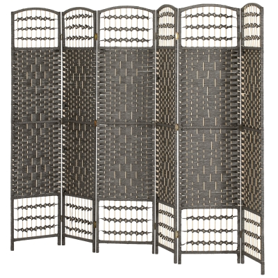 HOMCOM 6-Panel Folding Privacy Screen Room Divider, Dark Gray