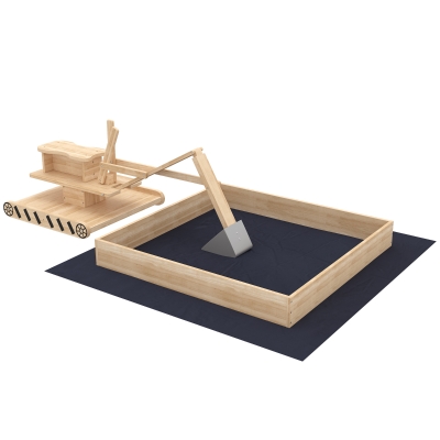 Qaba Wooden Kids Sandbox with Digger & 360° Rotating Seat, 72"