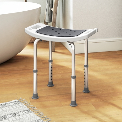 HOMCOM Height Adjustable Shower Chair Padded Bath Seat for Senior,