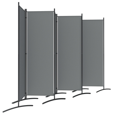 Outsunny 6 Panel Folding Outdoor Privacy Screen with Stable Base, 5.7FT Tall Room Divider with UV30+ Protection, Grey
