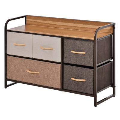 HOMCOM 5-Drawer Multicolored Dresser with Steel Frame, Bedroom/Nursery