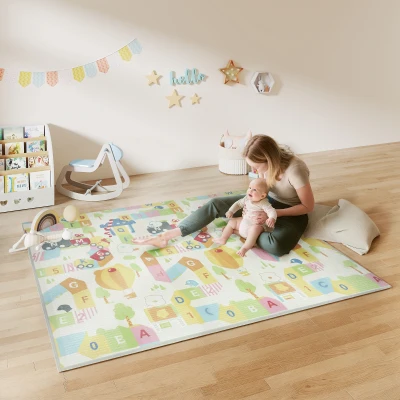 Qaba 79"x71" Foldable Baby Play Mat, Non-Slip Waterproof Foam