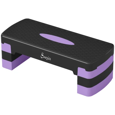Soozier Aerobic Exercise Step Platform, 4"/6"/8" Adjustable Aerobic Stepper with Risers, Workout Stepper for Home Gym, Purple