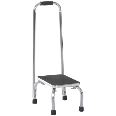 HOMCOM Step Stool with Handle for Adults and Seniors, Heavy Duty Metal Foot Step Stool for Elderly, Portable Stool with Anti-slip Design