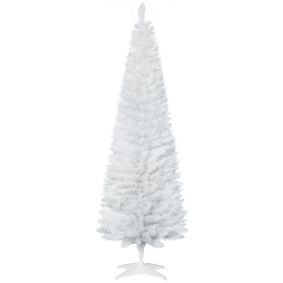 HOMCOM 6' Slim Artificial Christmas Tree with 390 Tips, White