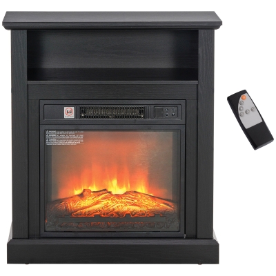 HOMCOM 27" Freestanding Electric Fireplace Heater with Mantel, Black