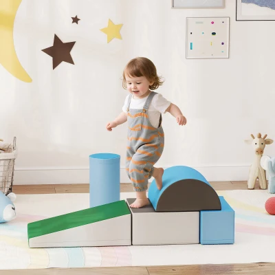 Soozier 5-Piece Soft Play Set, Foam Climbing Blocks for Toddlers