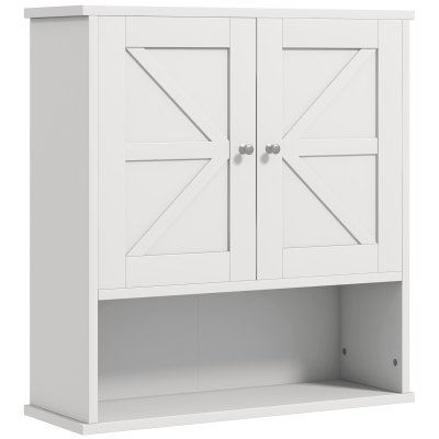 kleankin Farmhouse Wall Medicine Cabinet with Barn Doors, White
