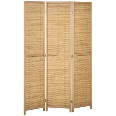 HOMCOM 3-Panel Bamboo Room Divider, Folding Privacy Screen, Natural