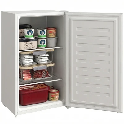 HOMCOM 2.1 Cu. Ft. Mini Freezer, Compact Upright Freezer with Reversible Door, Removable Shelf, Adjustable Temperature, White