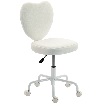 HOMCOM Heart Vanity Chair, Adjustable Swivel Office Chair, White