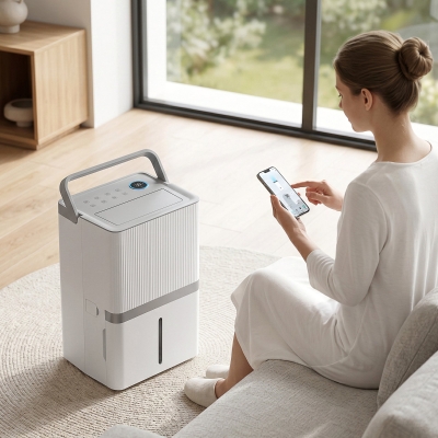 HOMCOM 100 Pint Smart Dehumidifier, 5,200 Sq. Ft., WiFi Large Dehumidifier with App, Alexa, Google Voice Control, Drain Hose