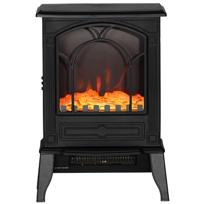 HOMCOM 22" Portable Electric Fireplace Heater with Flame Effect, Black