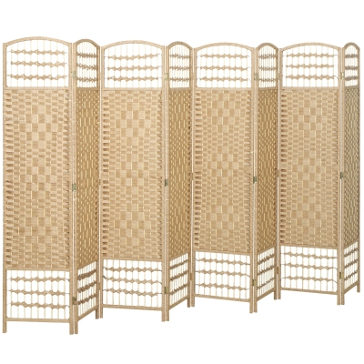 HOMCOM 8-Panel Folding Privacy Screen Room Divider, Natural