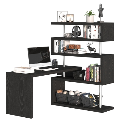 HOMCOM 94" L-Shaped Computer Desk, Black