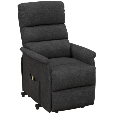 HOMCOM Power Lift Recliner Chair with Remote, Side Pockets, Black