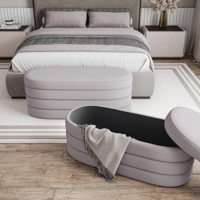 Luxurious Storage Bench with 37" Wide Compartment, 40.5" L x 17" W x 17.5" H, Taupe