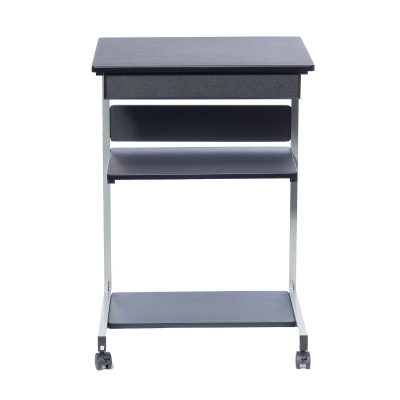 Heavy-Duty Laptop Cart with Single Drawer and Open Shelf, 21.5" L x 20.5" W x 30" H, Black