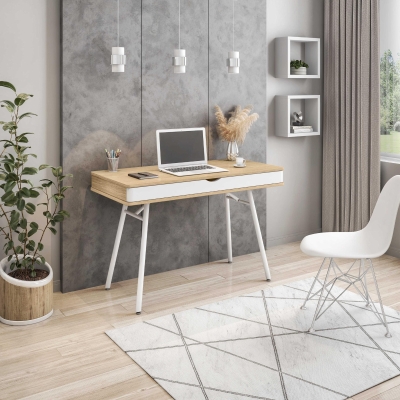 Modern Computer Desk with Accessory-Storage Compartment, 45" L x 21.5" W x 30" H, Brown