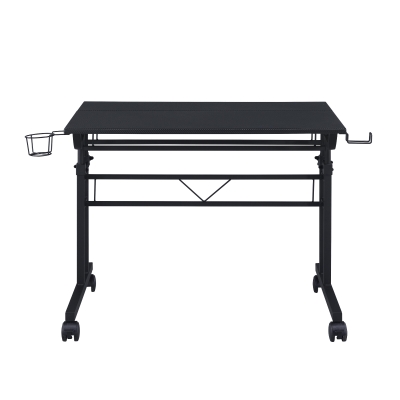 Mobile Writing Desk with Height Adjustment and Headphone Hook, 35″ L x 23.5″ W x 28″ H, Black