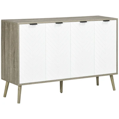 HOMCOM Modern Sideboard and Buffet, Dining Room Cabinet with Adjustable Shelves and 4 Doors, Grayish Brown