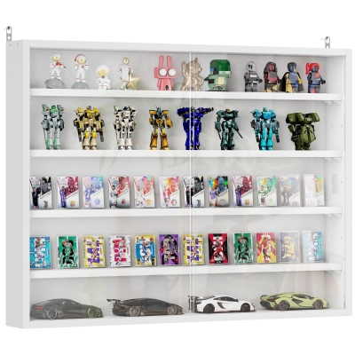 HOMCOM 5-Tier Wall-Mounted Display Cabinet, White