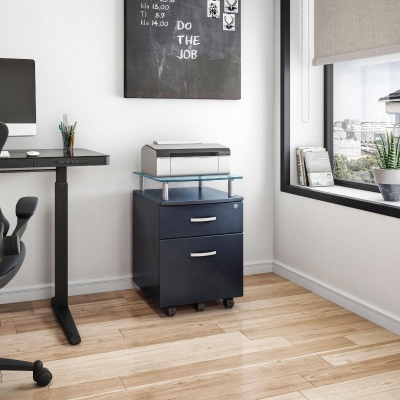 Compact File Cabinet with Hanging Drawers and Locking Design, 15.5" L x 17.5" W x 24" H, Black
