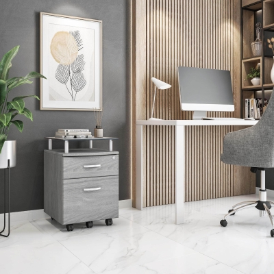 Compact File Cabinet with Hanging Drawers and Locking Design, 15.5" L x 17.5" W x 24" H, Gray