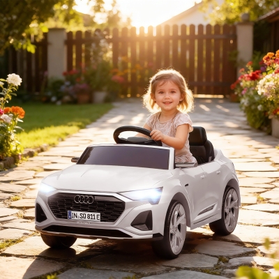 Qaba 12V Battery Powered Kids Electric Car, Audi Q8 etron Sportback Licensed Ride on Car w/ Remote Control, White