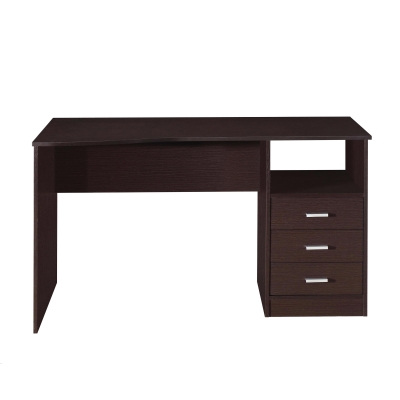 Classic Computer Desk with 3 Drawers and Side Shelf, 51" L x 23.5" W x 29.5" H, Wenge
